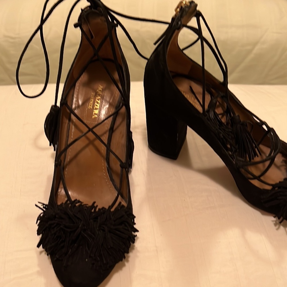 Aquazurra lace up pumps with Pom Pom - Picture 3 of 5